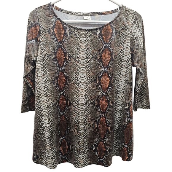 Studio Ko L.A.Snake Print 3/4 Sleeve A-Line Tunic Blouse Size S - Picture 1 of 11